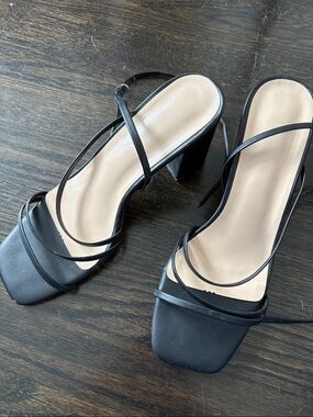 Women’s Black Strappy Block Heel Sandals